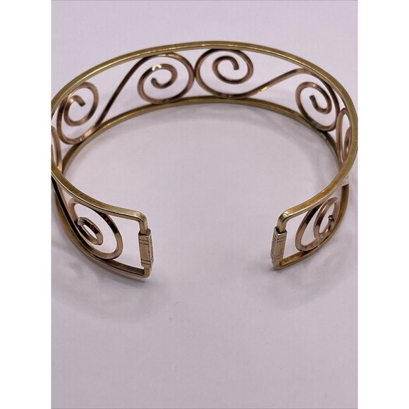 Vintage Krementz Gold Tone Swirl Scroll Open Work Cuff Bracelet - Picture 8 of 11